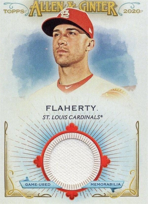 Jack Flaherty oyuncu yıpranmış jersey yama beyzbol kartı (St. Louis Cardinals) 2020 Topps Allen & Ginter FSRBJF-MLB Oyun Kullanılmış