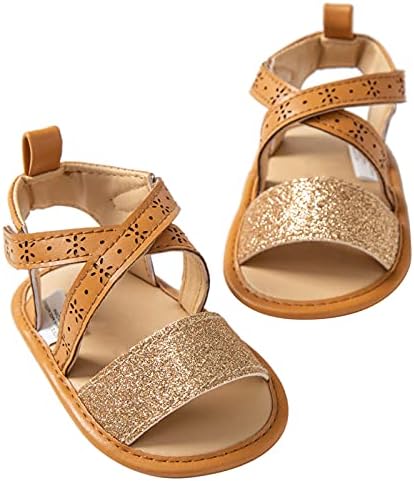Yürüyüş Kauçuk Kaymaz Yumuşak ayakkabı Tabanı Düz Bebek Kız Sandalet Flaş İnce Bebek Ayakkabıları Erkek Bebek Sandalet 18-24 Ay (Altın,