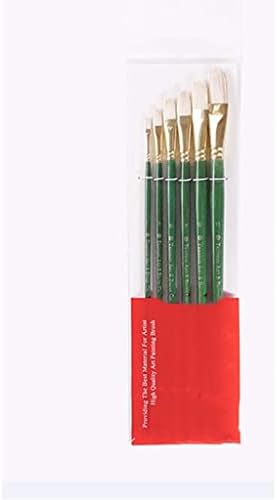 N / A 6 adet Yeşil Uzun Kutup Kolu Sanat Boya Fırçası Fırça Seti Oval Şekil El Yapımı Kalem Yağ Fırçası Akrilik Boya Sanat