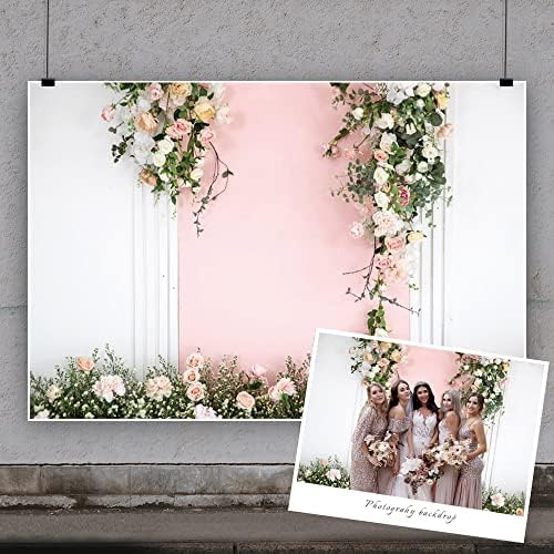 Yeele 10x8ft Düğün Çiçekleri Zemin Gelin Çiçek Duvar Beyaz Pembe Gül Fotoğraf Arka Plan Düğün Töreni için Afiş Gelin Duş Romantik Tatlı