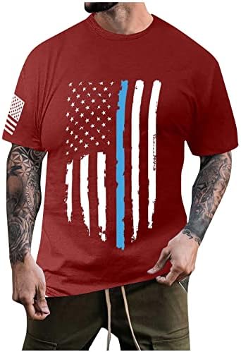 4th Temmuz erkek t-shirtü, kısa kollu grafikli tişört Amerikan Bayrağı Yıldız ve Çizgili Yuvarlak Boyun Tee Gömlek