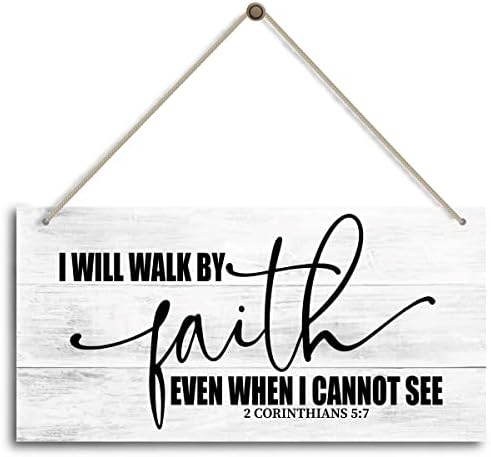İşaret Göremesem bile imanla Yürüyeceğim. Çiftlik evi Hıristiyan Duvar İşareti, Vintage Serenity Namaz Duvar İşareti, Tanrı Bana Serenity