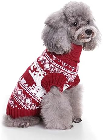 Noel Kırmızı Ren Geyiği Kazak Küçük Köpekler Kediler için %100 % Pamuk El Yapımı Dokuma Köpek Gömlek Kış Sıcak Kıyafetler Giysileri
