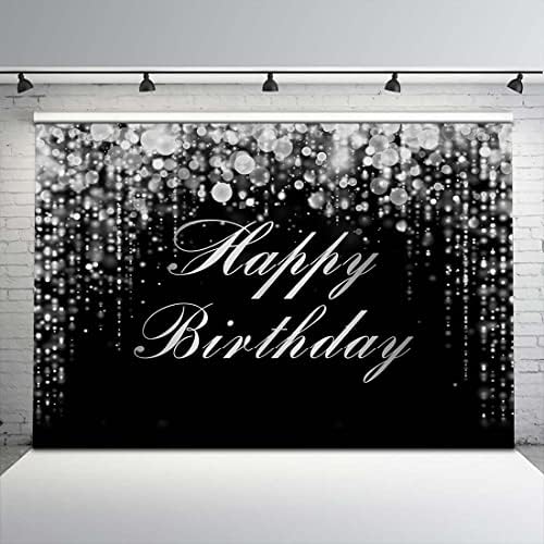 Avezano Siyah ve Gümüş Doğum Günü Zemin Glittery Mutlu Doğum Günü Arka Plan Gümüş Doğum Günü Partisi Banner Süslemeleri için 30th 40th