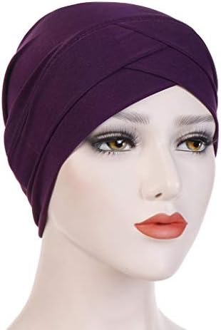 Türban Şapka Kadınlar için Düz Renk Kasketleri Hindistan Şapkalar Müslüman Streç Türban Şapka Hımbıl Kemo Bere Headwrap