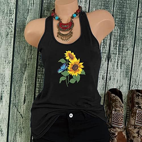 Siyah Kolsuz Tişörtleri Kadın Crewneck Spandex Ayçiçeği Çiçek Salonu Kaşkorse Tankı Üstleri Kaşkorse Gömlek Genç Kız MS M