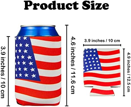 12 PCS Can Soğutucu Kollu-Amerikan Bayrağı Soda Bira İçecek Coolies - Yalıtımlı Katlanabilir Soğutucu Tutucu için Cam veya Şişe için