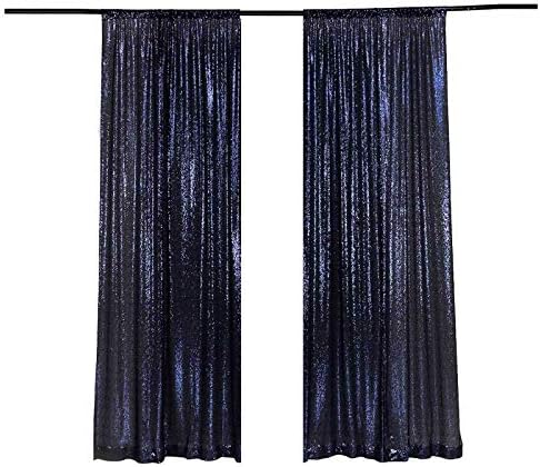 Royaltime Pullu Zemin 10ft Lacivert Pullu Perdeler 2 Panel Glitter-4x10ft Zemin Perdeler Panelleri Partiler için
