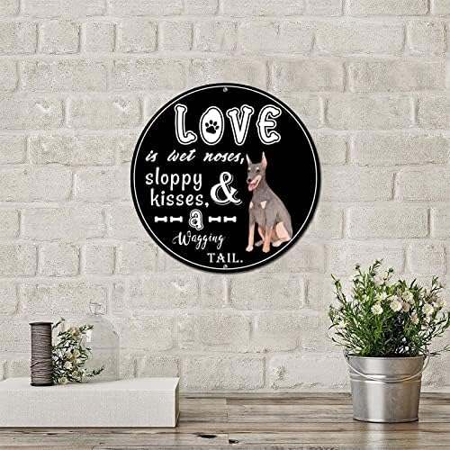 Komik Yuvarlak Pet Köpek Metal İşareti Plak Aşk ıslak Burunlar Özensiz Öpücükler Vintage Çelenk İşareti Köpek Kapı Askı İşareti Retro