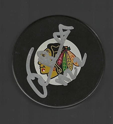 Christian Ruuttu Chicago Blackhawks Diskini İmzaladı - İmzalı NHL Diskleri