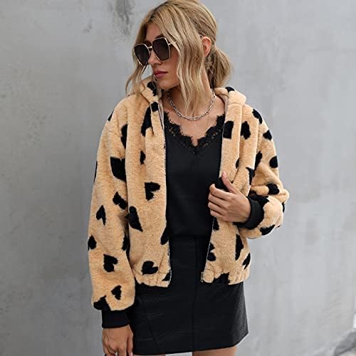 Kadın Kış Moda kapüşonlu ceket Kalp Nokta Baskı Yastıklı Kalınlaşmak Polar artı Boyutu Güz Palto Palto Sıcak Kısa Dış Giyim