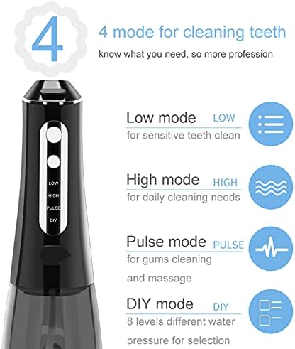 Diş duşu, Diş Duşu Diş Temizleyici, Profesyonel Akülü Diş ağız duşu, 300ML Taşınabilir Su Deposu ve Şarj Edilebilir (Adaptör yok) IPX7