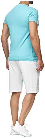 Stoota Casual Slim Fit Eşofman Erkekler için, Patchwork Spor Seti Kıyafet Kısa Kollu T-Shirt ve Şort Yaz Giyim