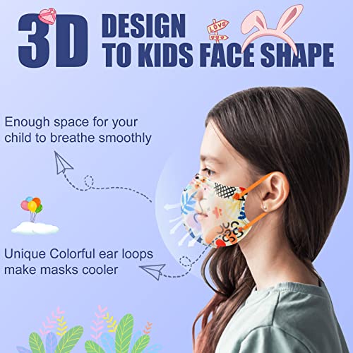 Çocuklar KN95 Yüz Maskesi, Çocuklar için 30 Paket KN95 Maskesi Elastik Kulak Halkalı 5 Katmanlı yüz Maskesi, Erkek kızlar için Çok