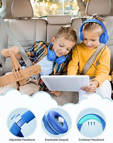 VotYoung Çocuklar Mikrofonlu Kulaklıklar ( 2'li Paket) ve Paylaş Splitter + 85/94dB Ses Limitli Çocuk Kulaklıkları ve iPad Tablet için