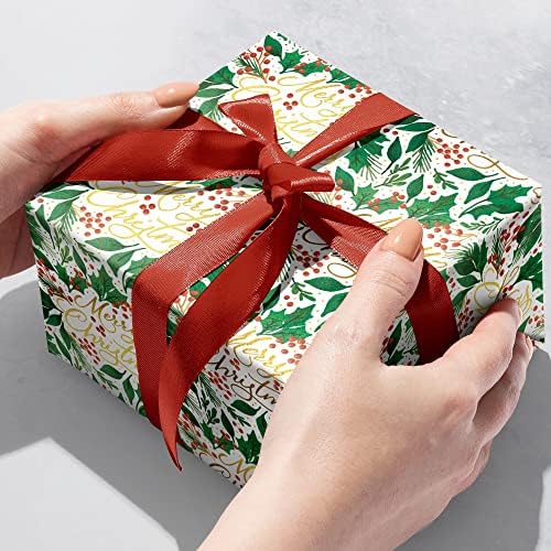 JİLLSON & ROBERTS Noel Toplu Hediye Paketi, Altın Folyo Mutlu Noeller, Tam Rayba 833 fit x 24 inç