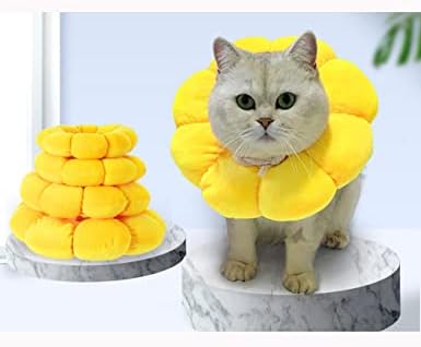 Kedi Kurtarma Yaka-Sevimli Güneş Çiçek Boyun Kedi Konileri Ameliyat Sonrası, Ayarlanabilir Kedi E Yaka, Ameliyat Kurtarma Elizabethan
