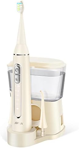 LAFATON 2 in 1 diş temizleyici, Elektrikli Diş Fırçası ile diş duşu Combo Bir, Şarj Edilebilir Sonic Diş İpi Diş Fırçası ile 3 Diş