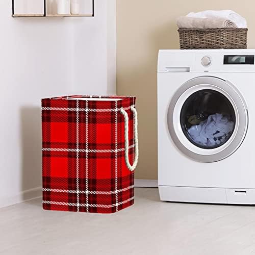 Çamaşır Sepeti Kırmızı İskoç Ekose Katlanabilir çamaşır sepetleri Firma çamaşır kutusu giysi saklama Organizasyon için Banyo Yatak