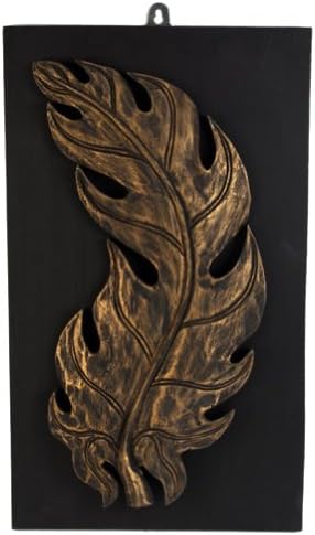 Tay El Oyması Duvar Dekoru-Perdahlı Altın Ateş Yaprağı Paneli - (Solda)