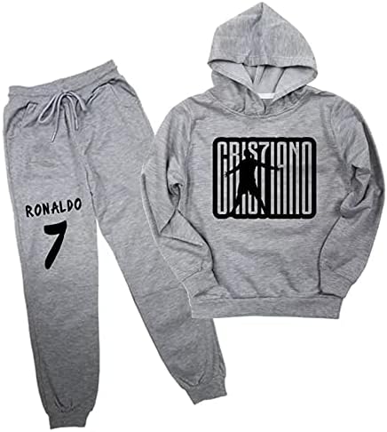 PaPama Çocuk Boys Cristiano Ronaldo svetşört ve koşucu pantolonu Seti Kapüşonlu Sweatshirt Uzun Kollu Eşofman Genç