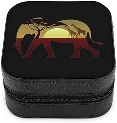 Afrika Vahşi Zürafa Fil kadın Premium Seyahat Küçük Mücevher kolye kutusu Yüzük Depolama Organizatör Mini Vitrin