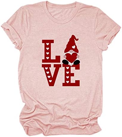 Sevgililer Günü Hediyesi Kızlar Kadınlar için sevgililer Günü Crewneck Tees Gömlek Moda Aşk Kalp Baskı Kısa Kollu Üstleri