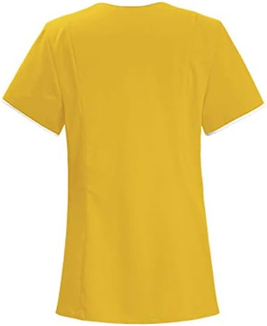 Paskalya Kıyafeti Kadın Kadın Rahat Kısa Kollu V Boyun Emzikli Çalışma T Shirt Üst Cep Düz Renk Bluz