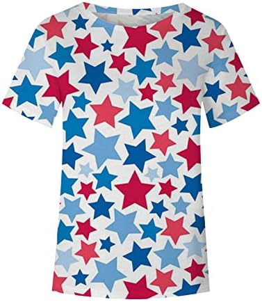 Amerikan Bayrağı T Shirt Kadın Vatansever Gömlek Bağımsızlık Günü Bluzlar Kısa Kollu Grafik Tee Tops 4th Temmuz Gömlek