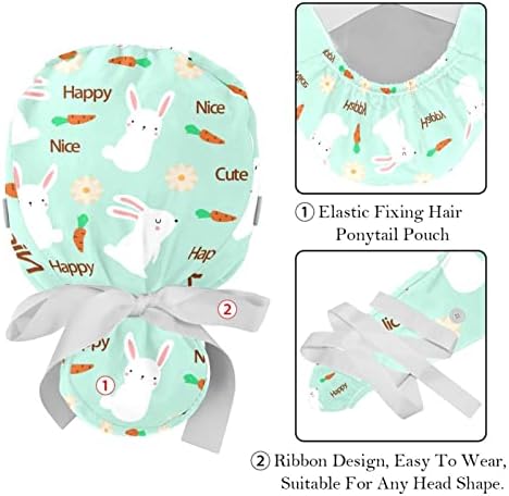 Nıaocpwy Ayarlanabilir Çalışma Kapağı Düğmeleri ile Sanatsal paskalya Yumurtası Tasarımları Cerrahi Elastik Bandaj Kravat Geri Şapka