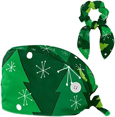 Yeşil Noel çalışma kap düğmeleri ile Ayarlanabilir Kabarık şapka Unisex fırçalayın kap yay saç ile