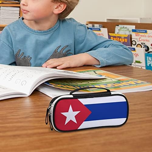 Küba bayrağı PU Deri Kalem kalem çanta düzenleyici Taşınabilir Makyaj Taşıma Çantası Saklama Çantası