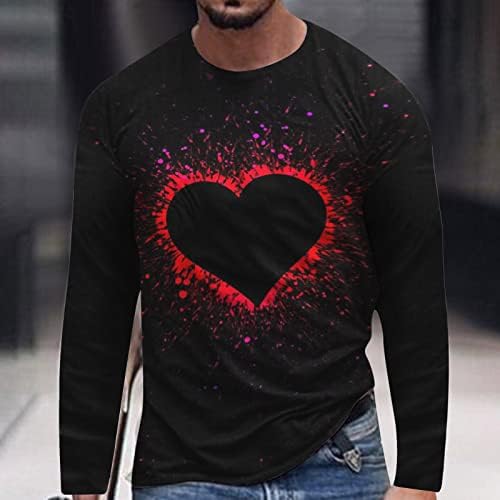 3D Gömlek Erkekler için Grafik sevgililer Kalp Baskı Uzun Kollu Serin Komik T Shirt Erkek Moda Streetwear Casual Şık
